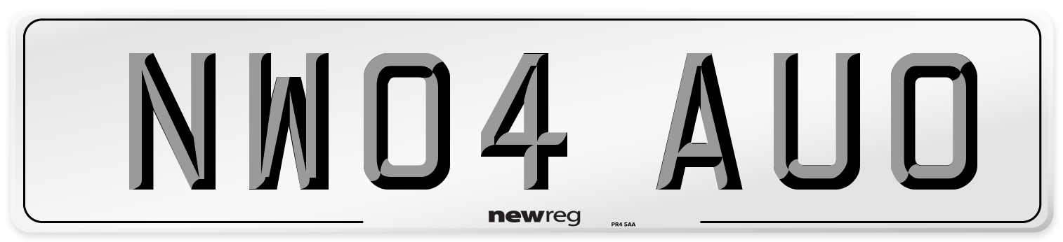 NW04 AUO Number Plate from New Reg